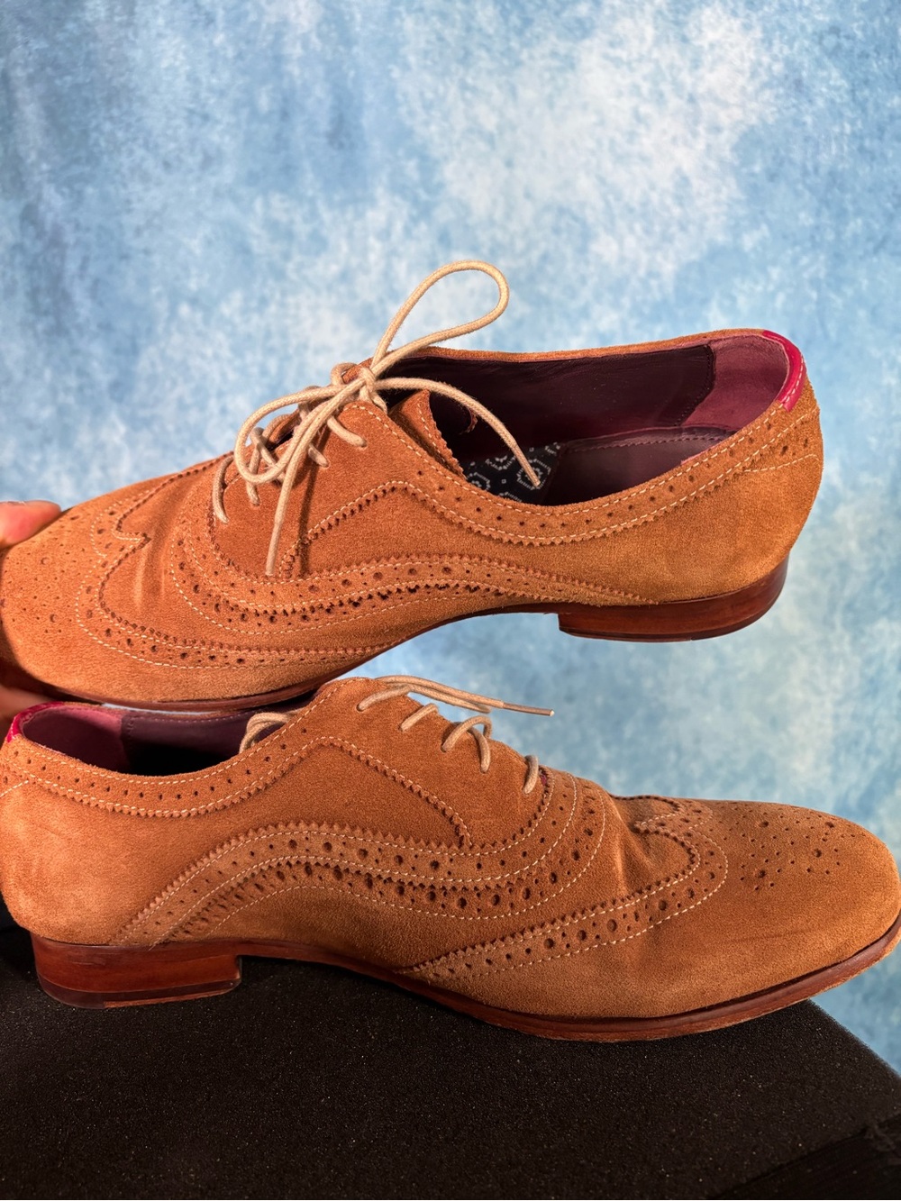 Ted Baker OALVINN Suede Wingtip Oxfords – Men’s 10 Tan